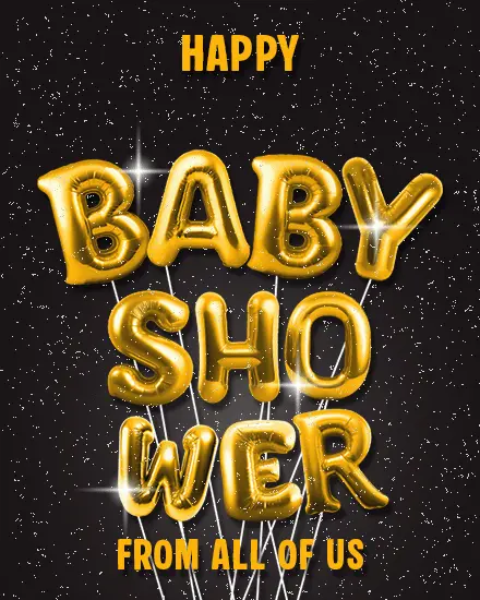 Gold Balloon Letters online Baby Shower (New Birth)  Card