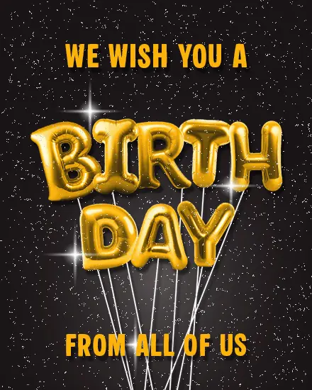 Golden Party Wishes online Birthday Card