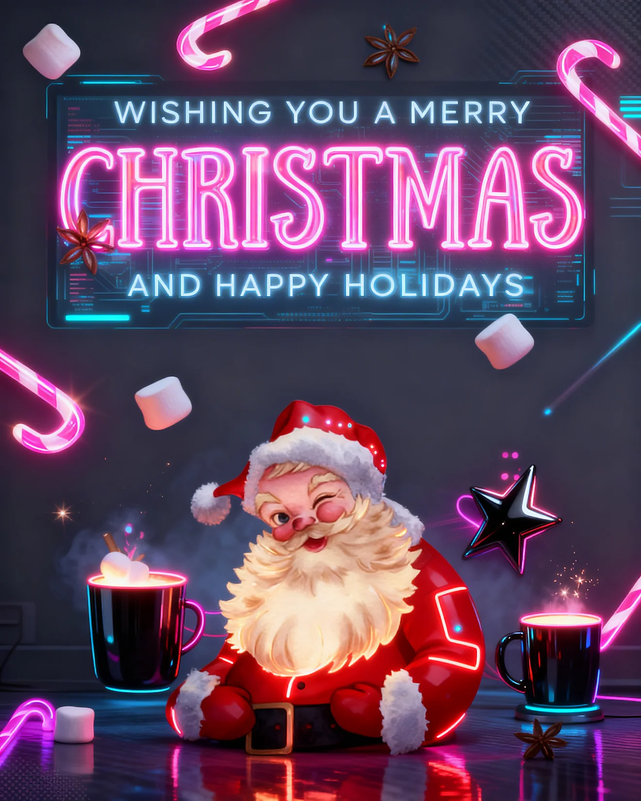 Neon Winter Glow online Christmas Card