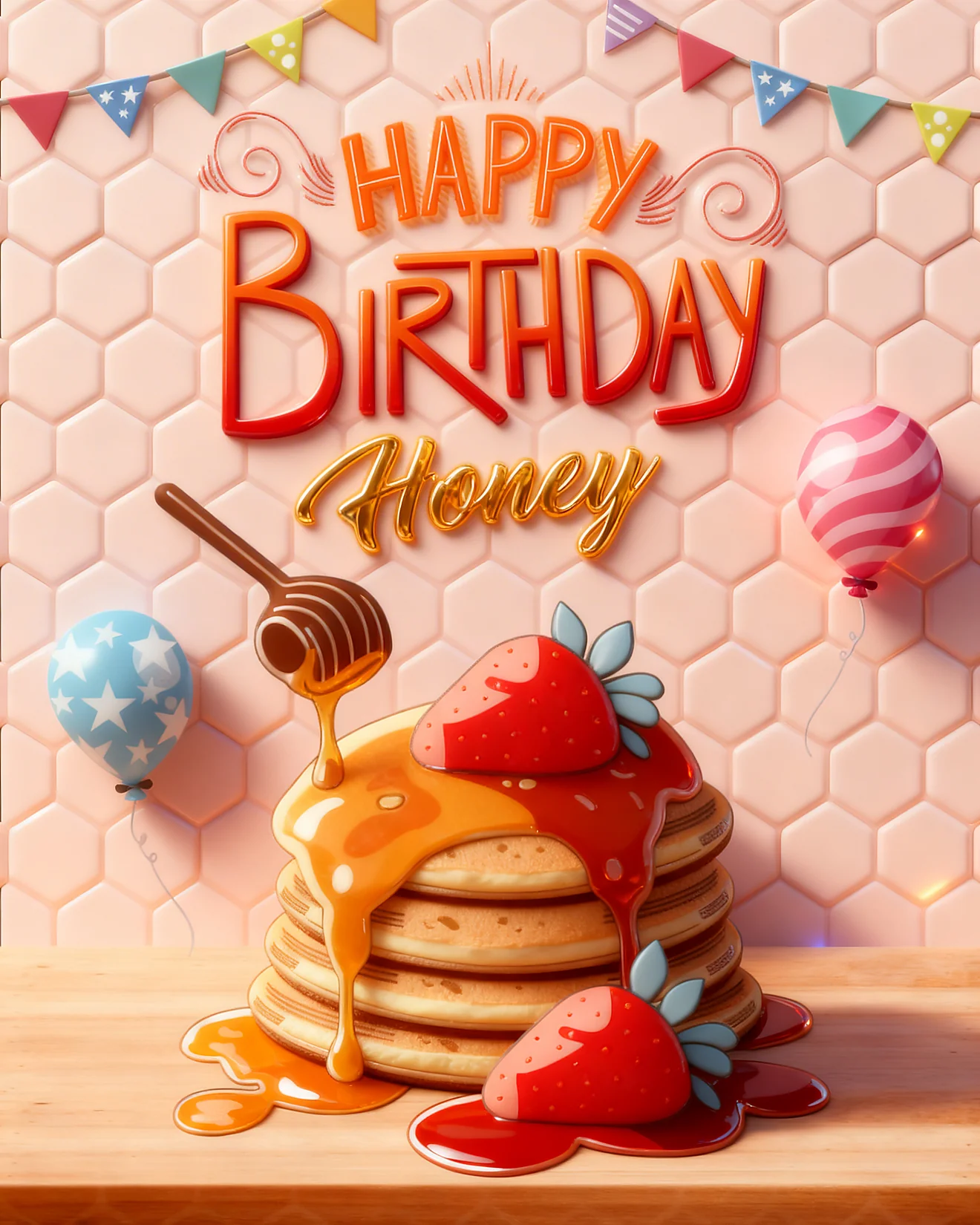 Sweet Stack For Honey online Wife Birthday Card