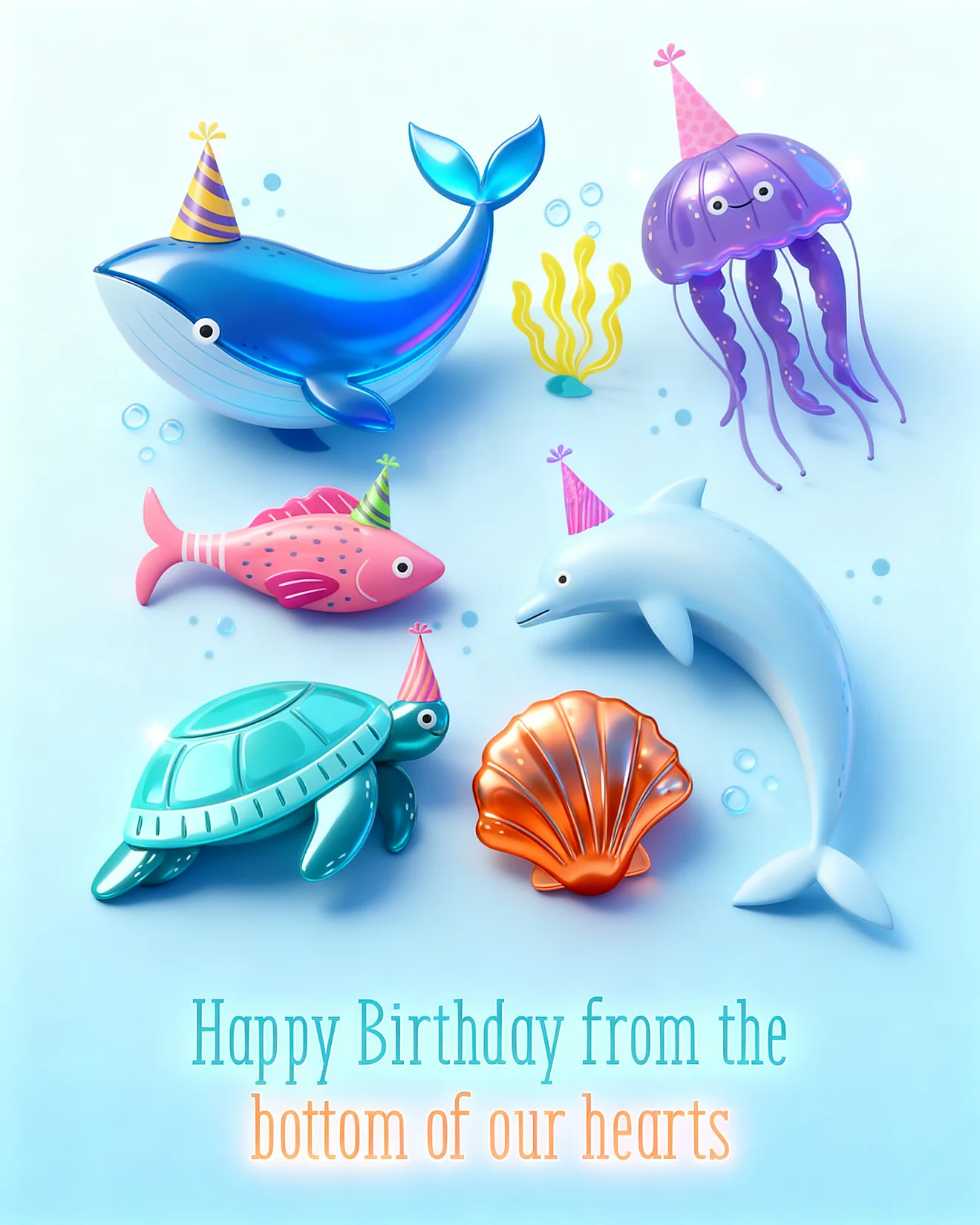 Underwater Birthday Bash online Birthday Card