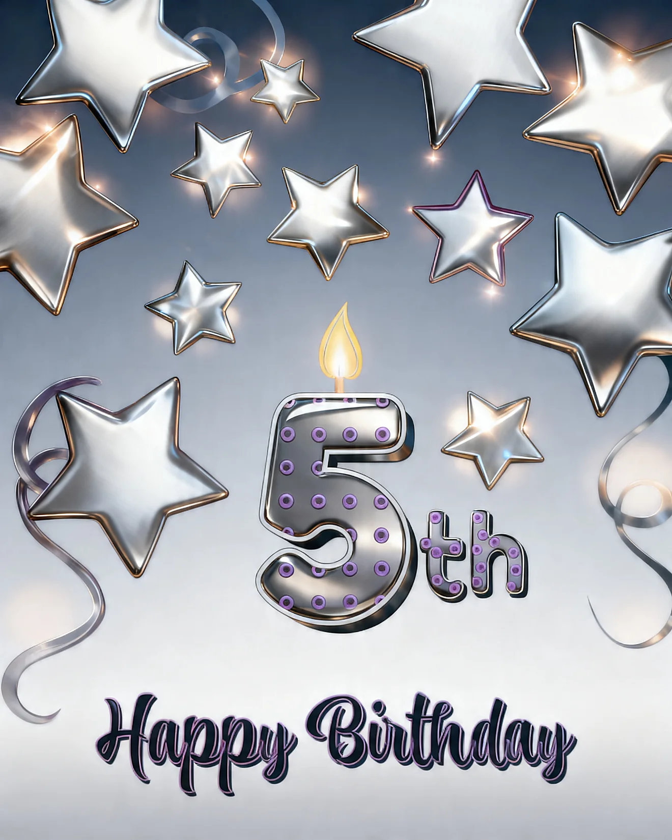 Shining Fifth Birthday online 5th Birthday Card