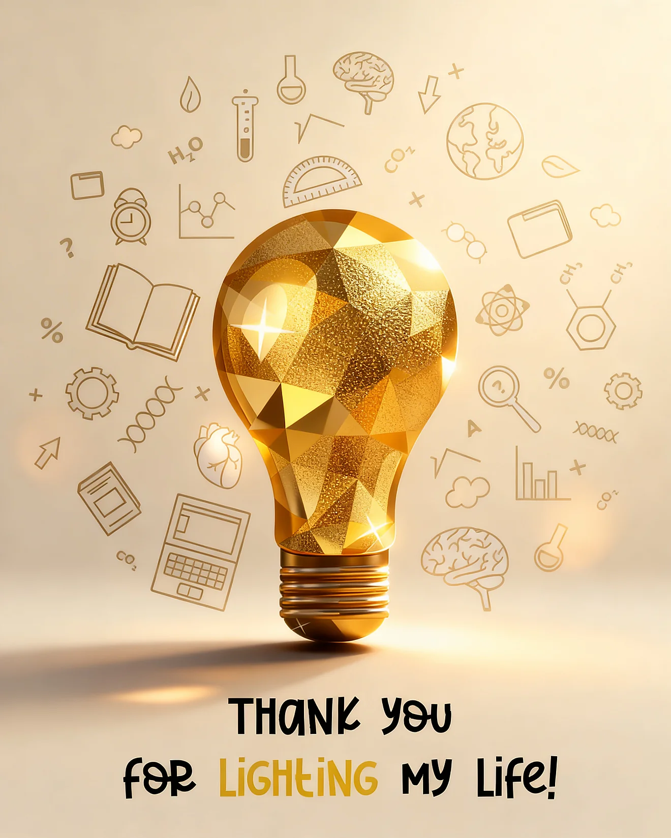Golden Appreciation Message online Teacher Thank You Card