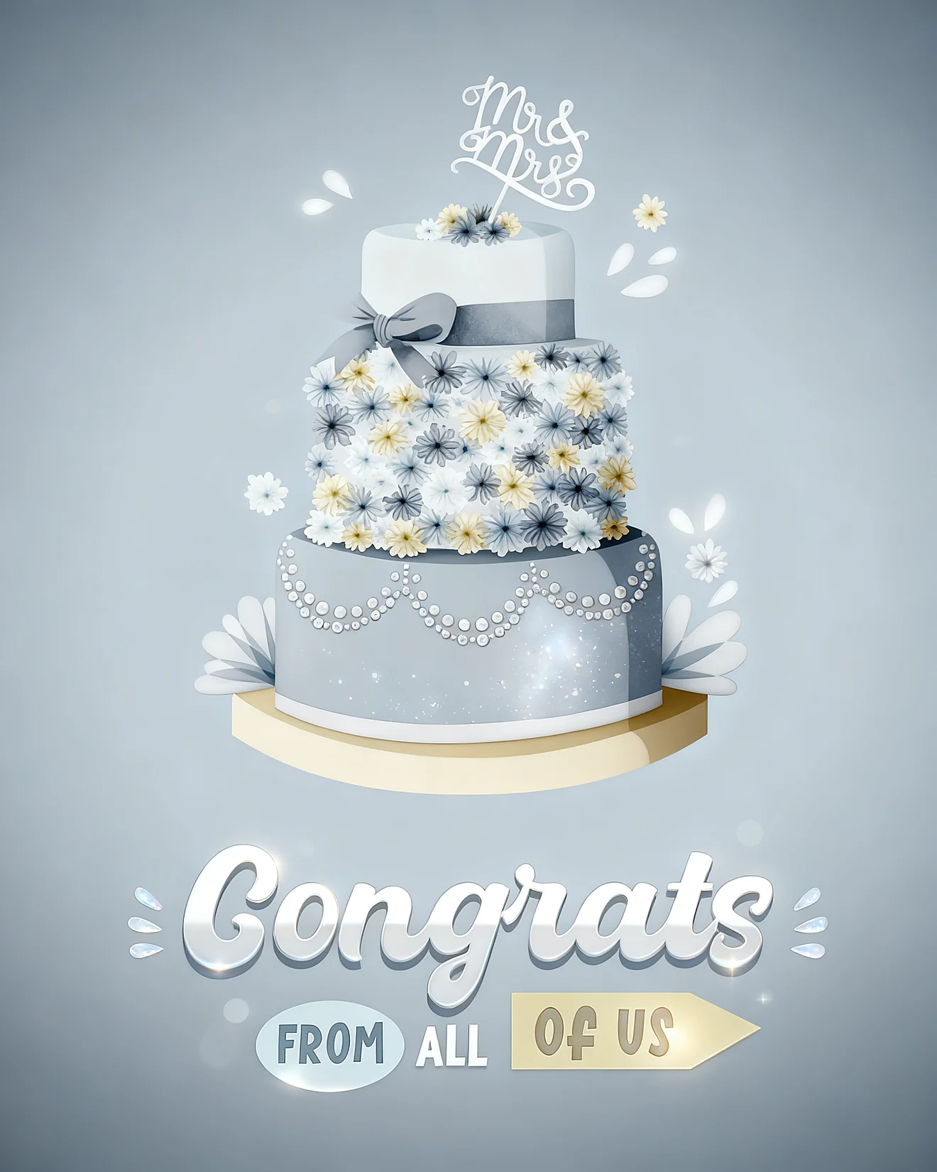 Elegant Wedding Wishes online Wedding Congratulations Card