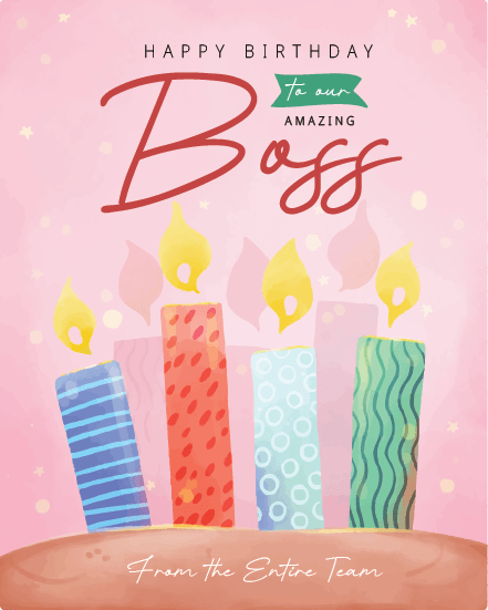 Pastel Candle Wishes online Boss Birthday Card