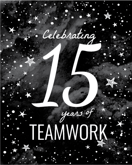 15 Years Teamwork online Work Anniversary Card