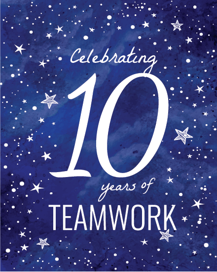 10 Years Teamwork online Work Anniversary Card