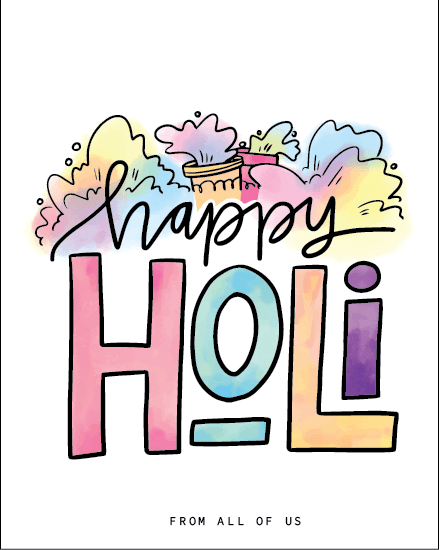 Paint Splashes online Happy Holi Card