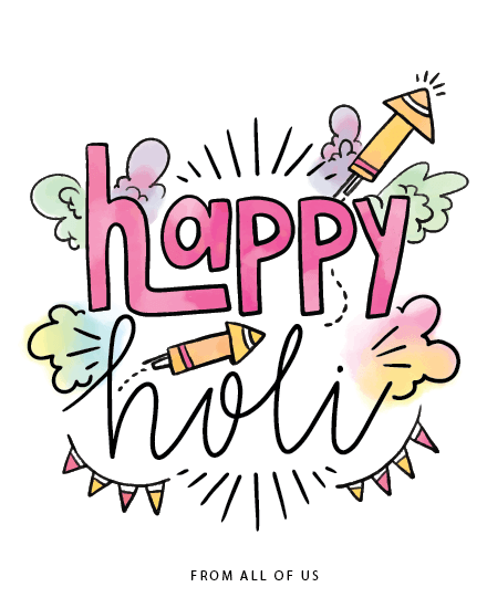 Festive Rocket Splashes online Happy Holi Card