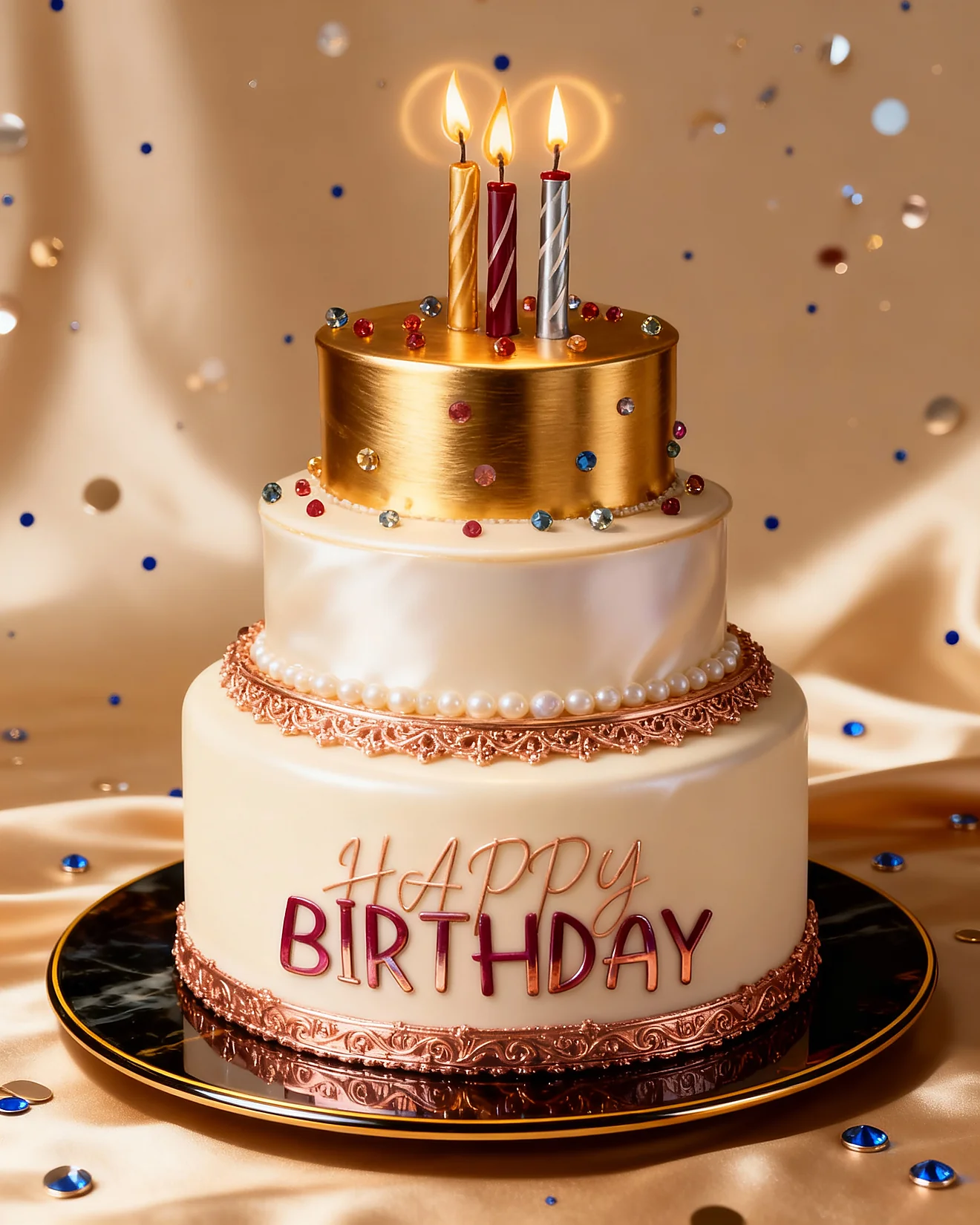 Golden Tier Cake online  Card