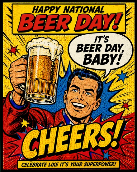 Cheers Baby Comic online National Beer Day Card