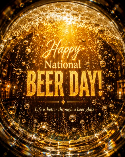 Golden Bubbly Glow online National Beer Day Card