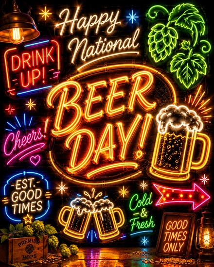 Neon Good Times online National Beer Day Card