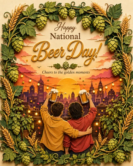 Cheers Golden Moments online National Beer Day Card