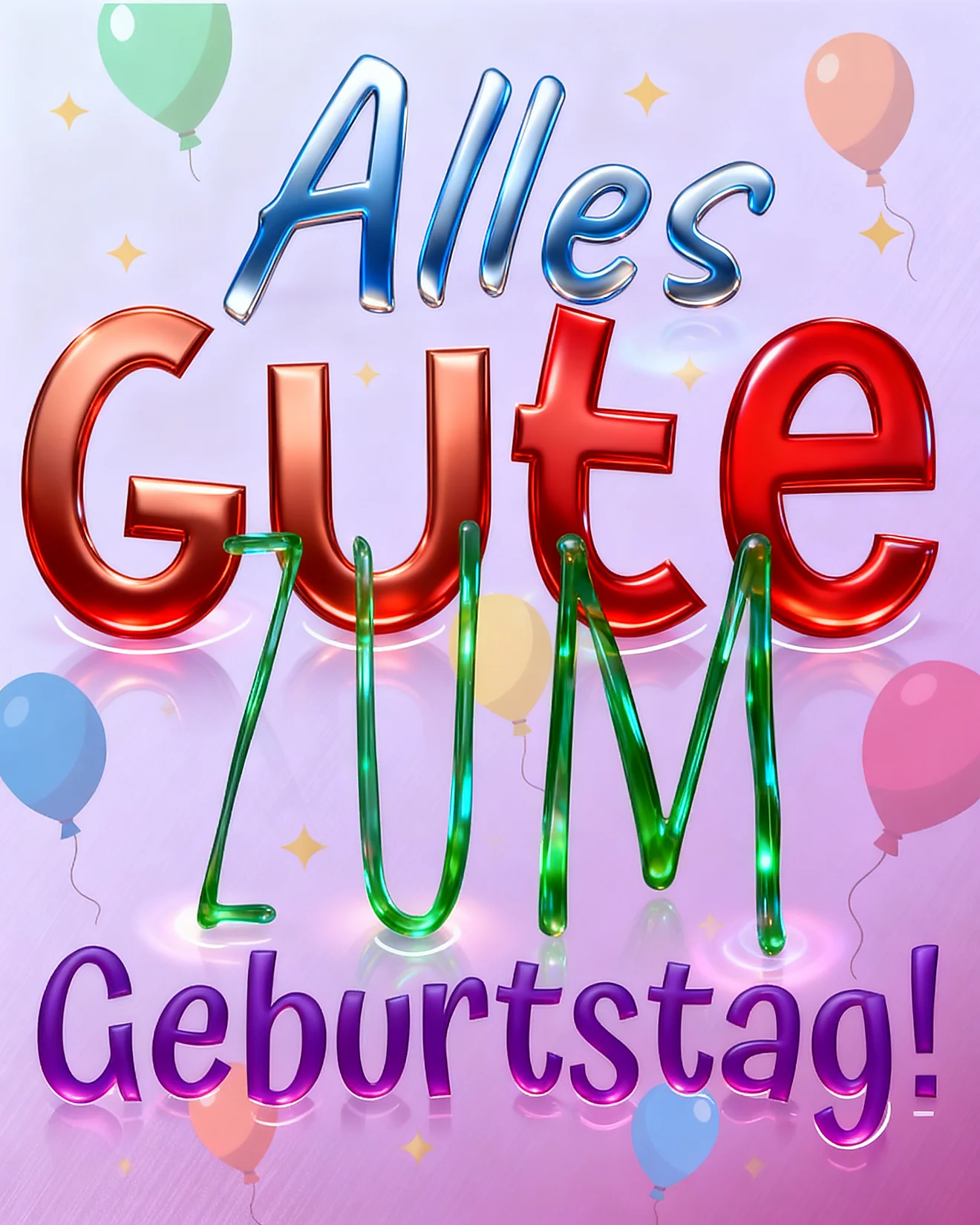 Alles Gute Glänzend Bunt online Geburtstagskarten Card