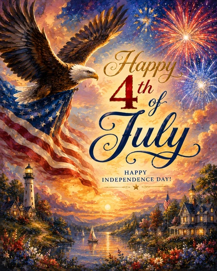 Eagle Soars Free online 4th of July Card