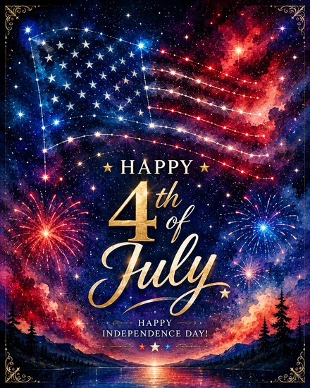 Stars Burst Bright online 4th of July Card