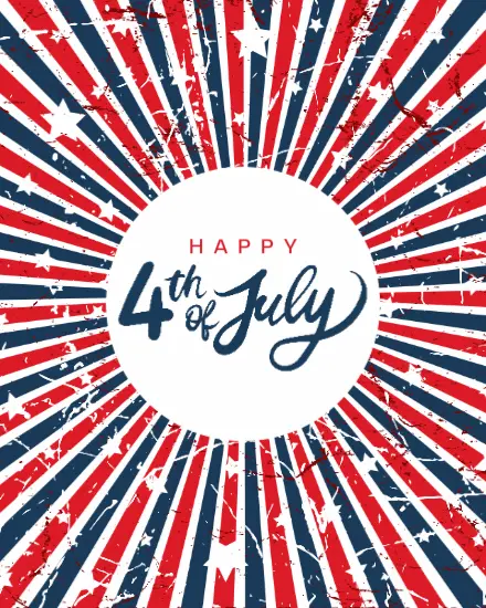 Patriotic Burst Script online 4th of July Card