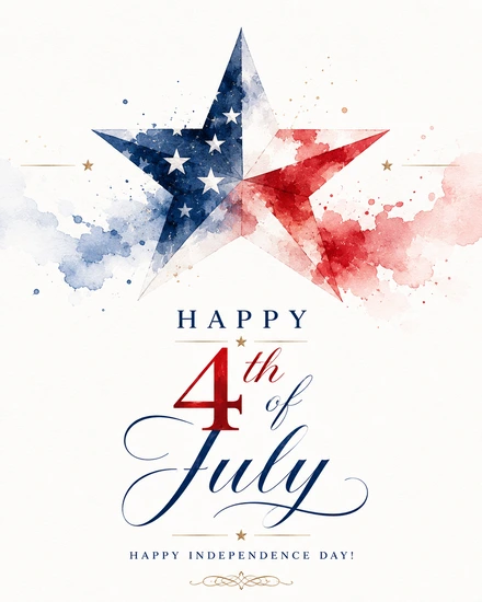 Watercolor Star Splash online 4th of July Card