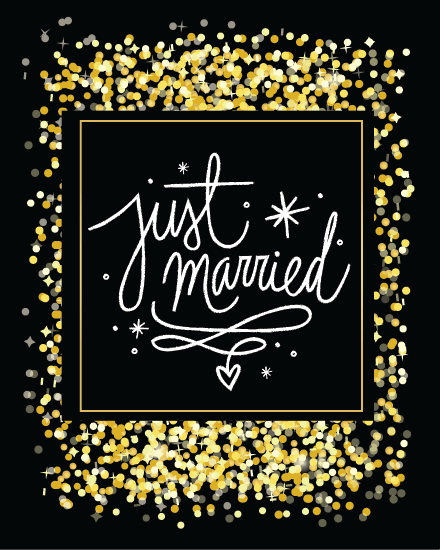 Just Married Gold online Wedding Congratulations Card