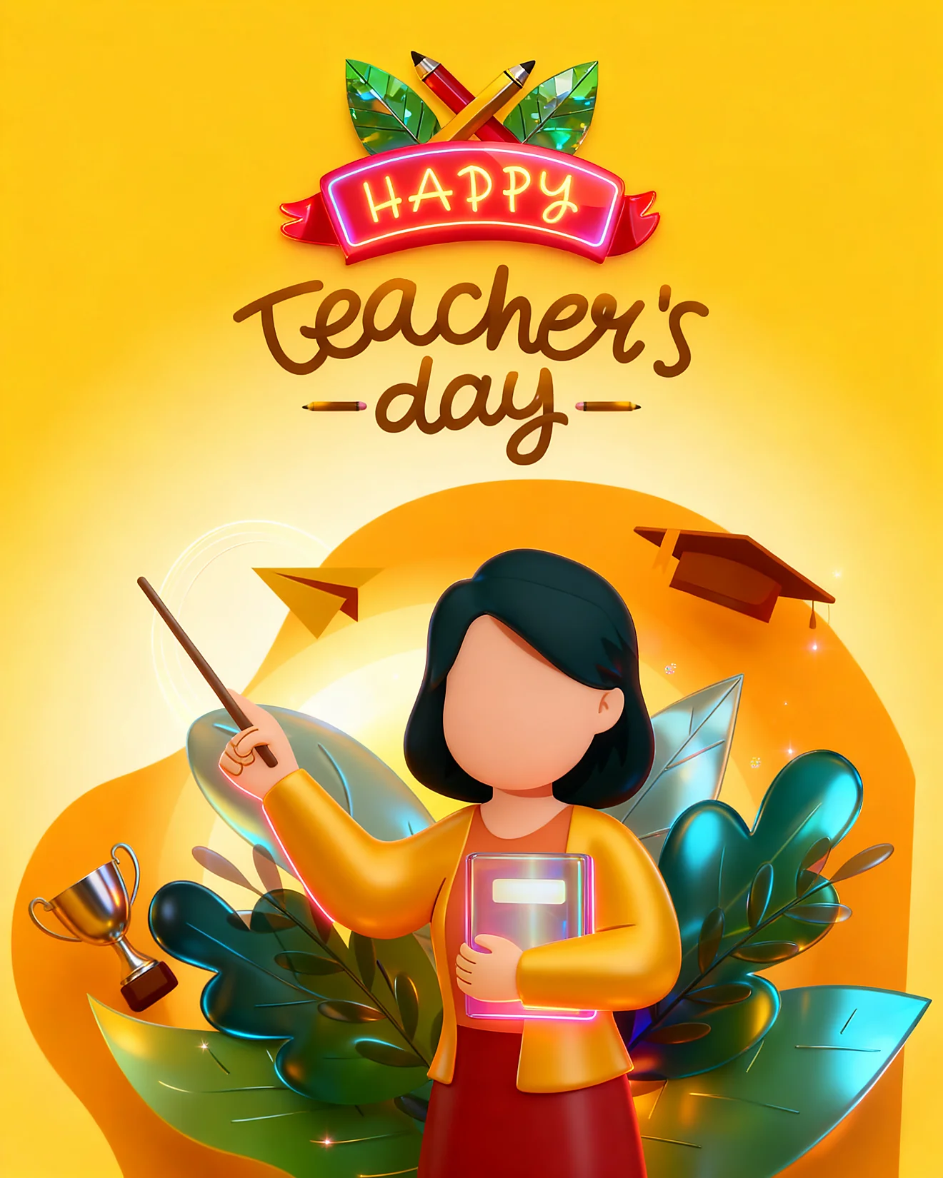 Pointer Up Proud Teacher online Teachers Day Card