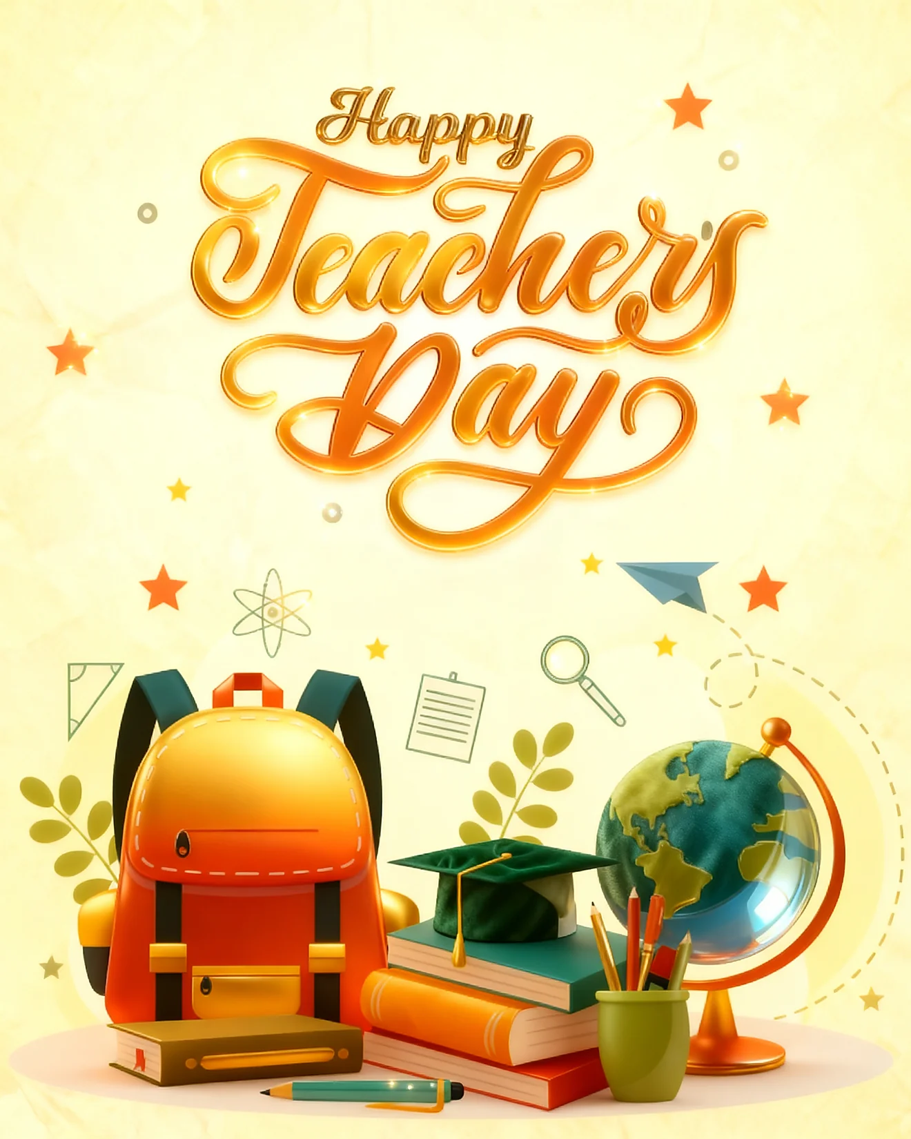 Golden Script Classroom Essentials online Teachers Day Card