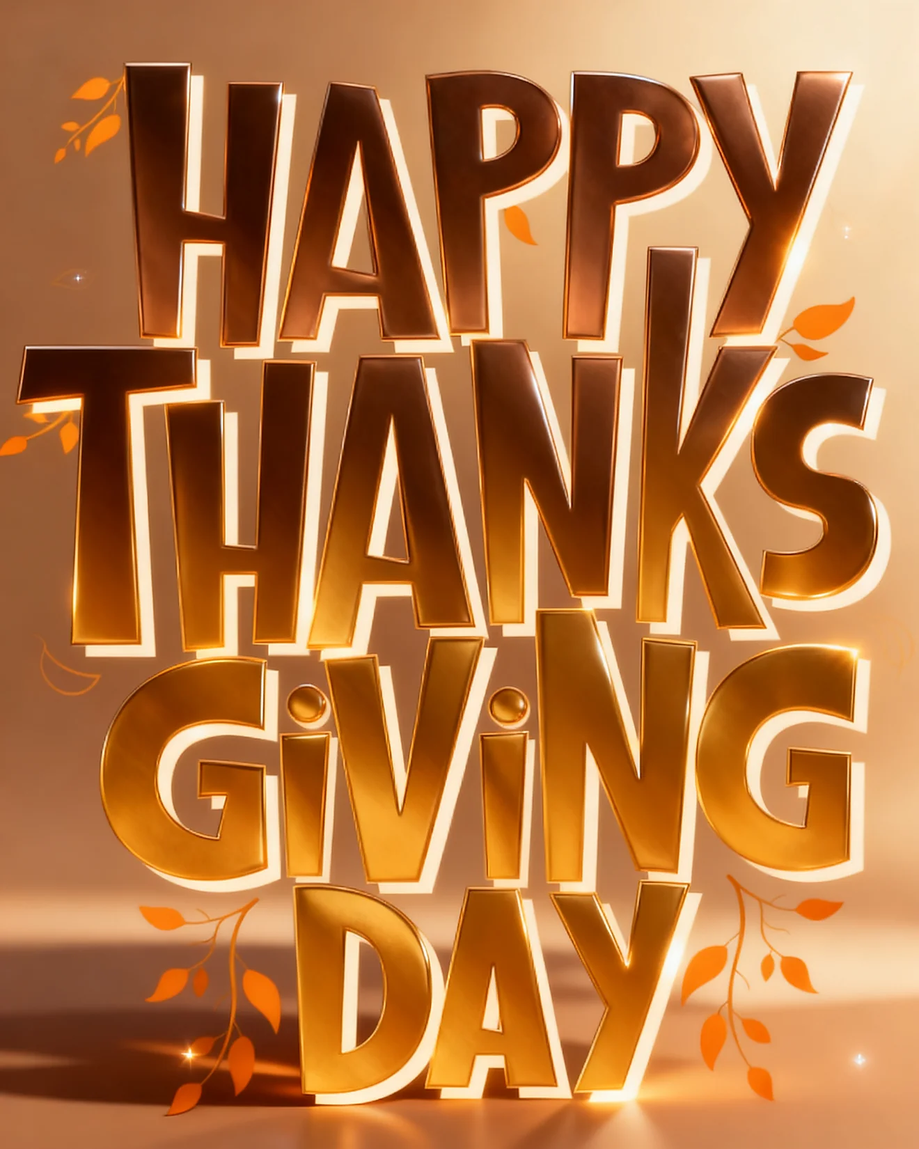 Bold Bronze 3d Block online Thanks Giving Card