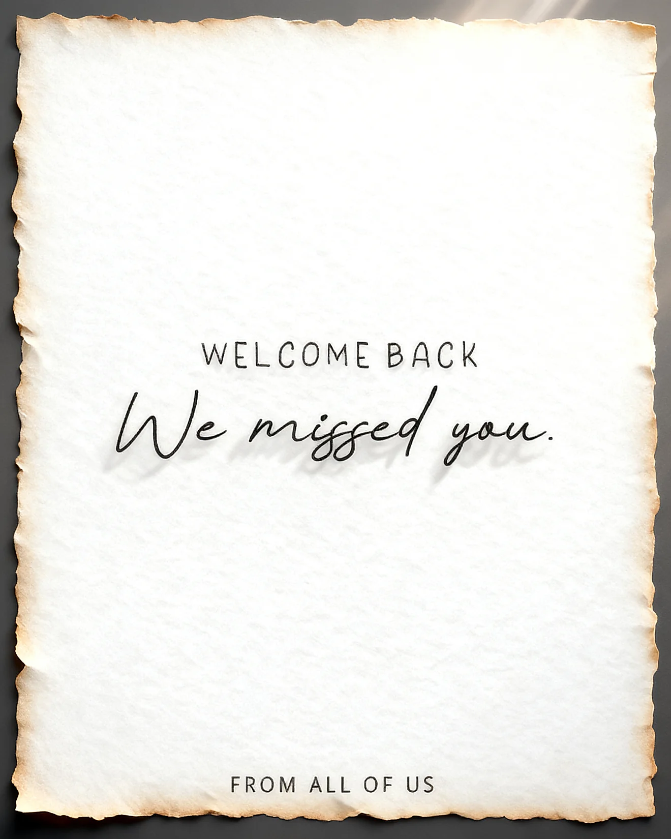 We Missed You online Welcome Back Card
