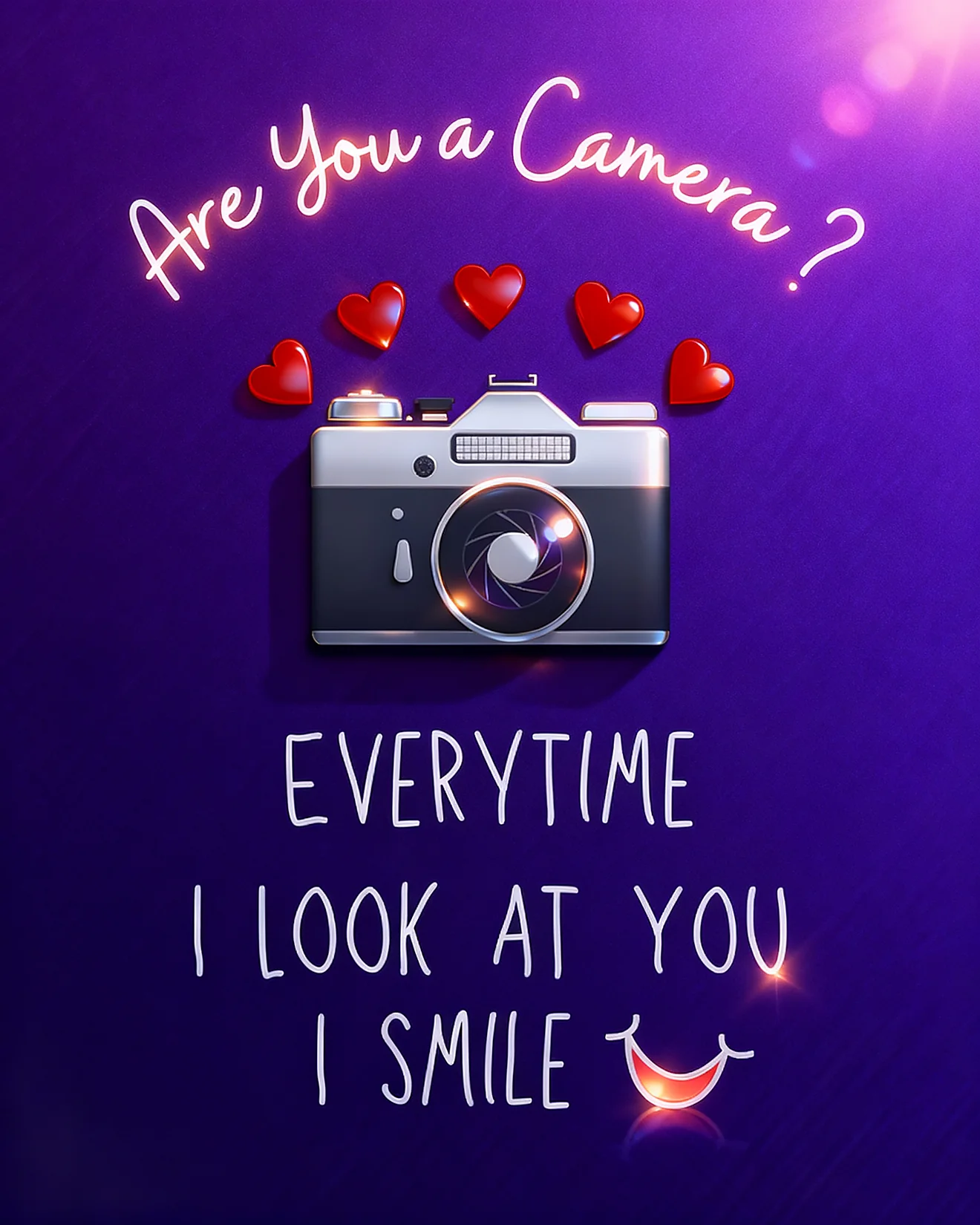 Camera Hearts Smile Pun online Valentine's Day Card