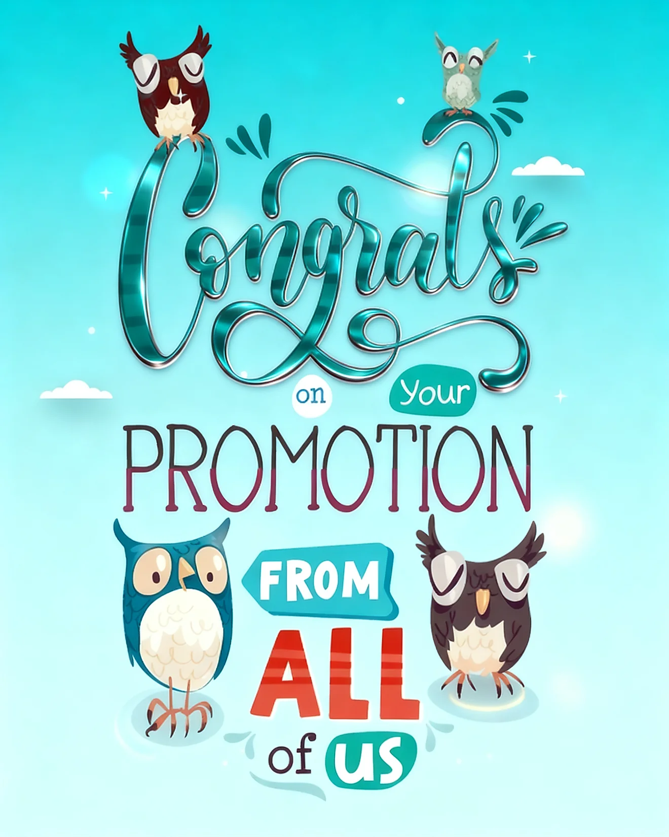 Owls Cheer Your Rise online Job Promotion Card