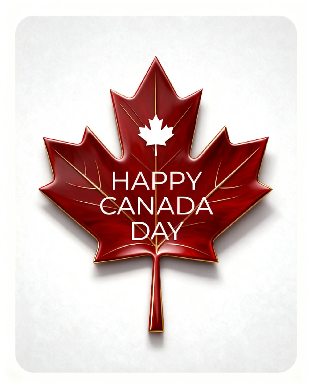 Gold Trim Maple Leaf online Canada Day Card