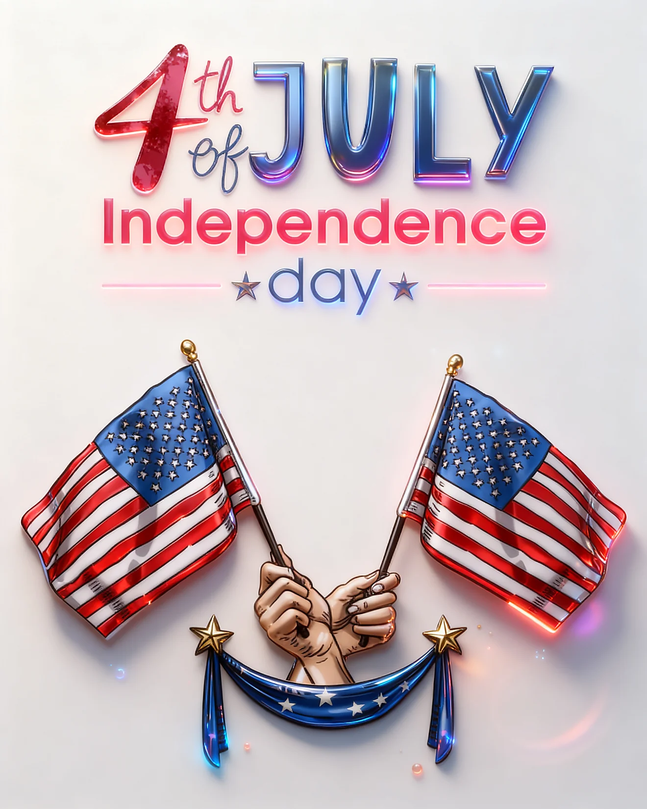 Crossed Flags Gold Stars online 4th of July Card