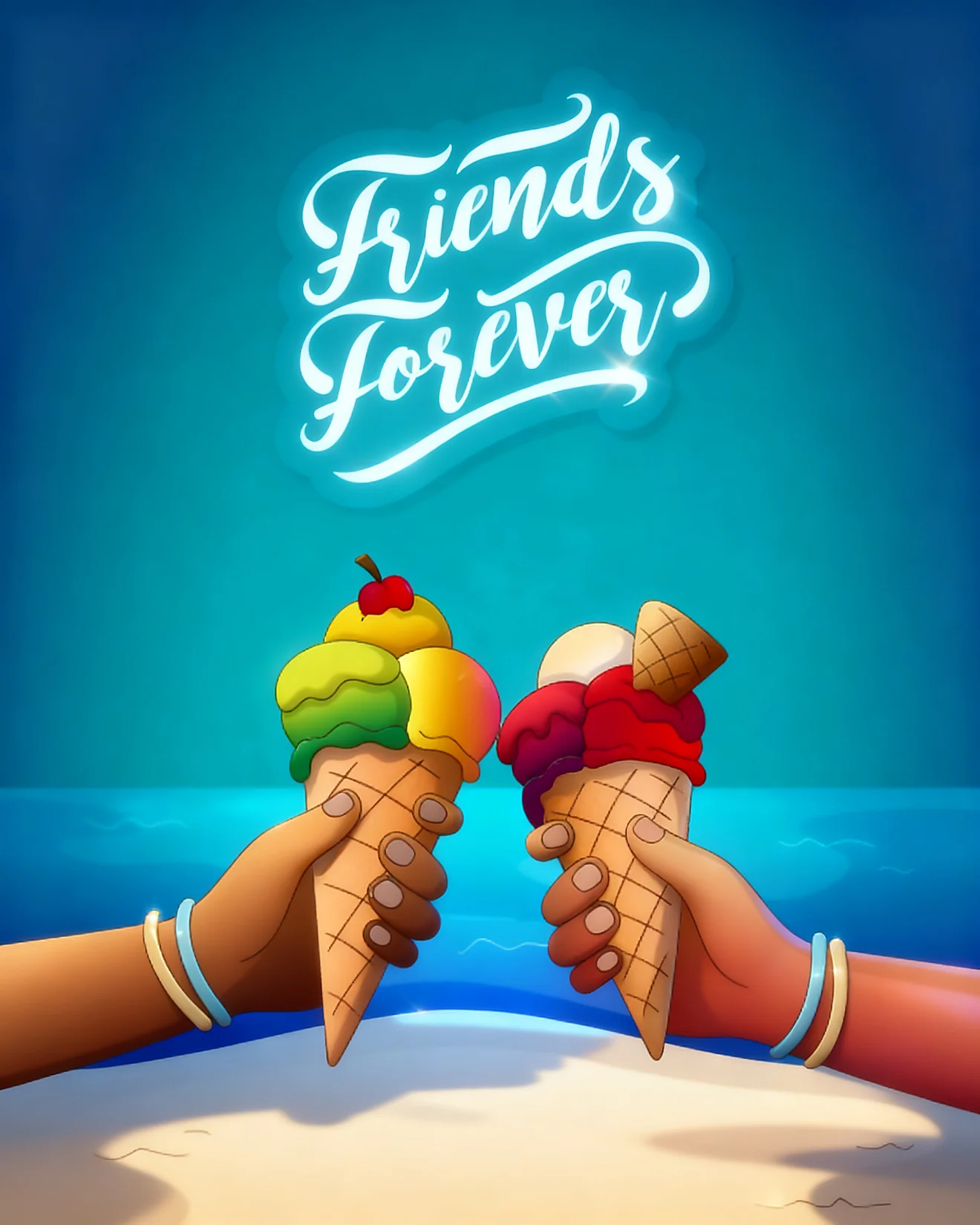 Ice Cream Cone Besties online Friendship Card