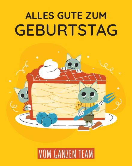 Alles Gute Katzen Kuchen online Geburtstagskarten Card
