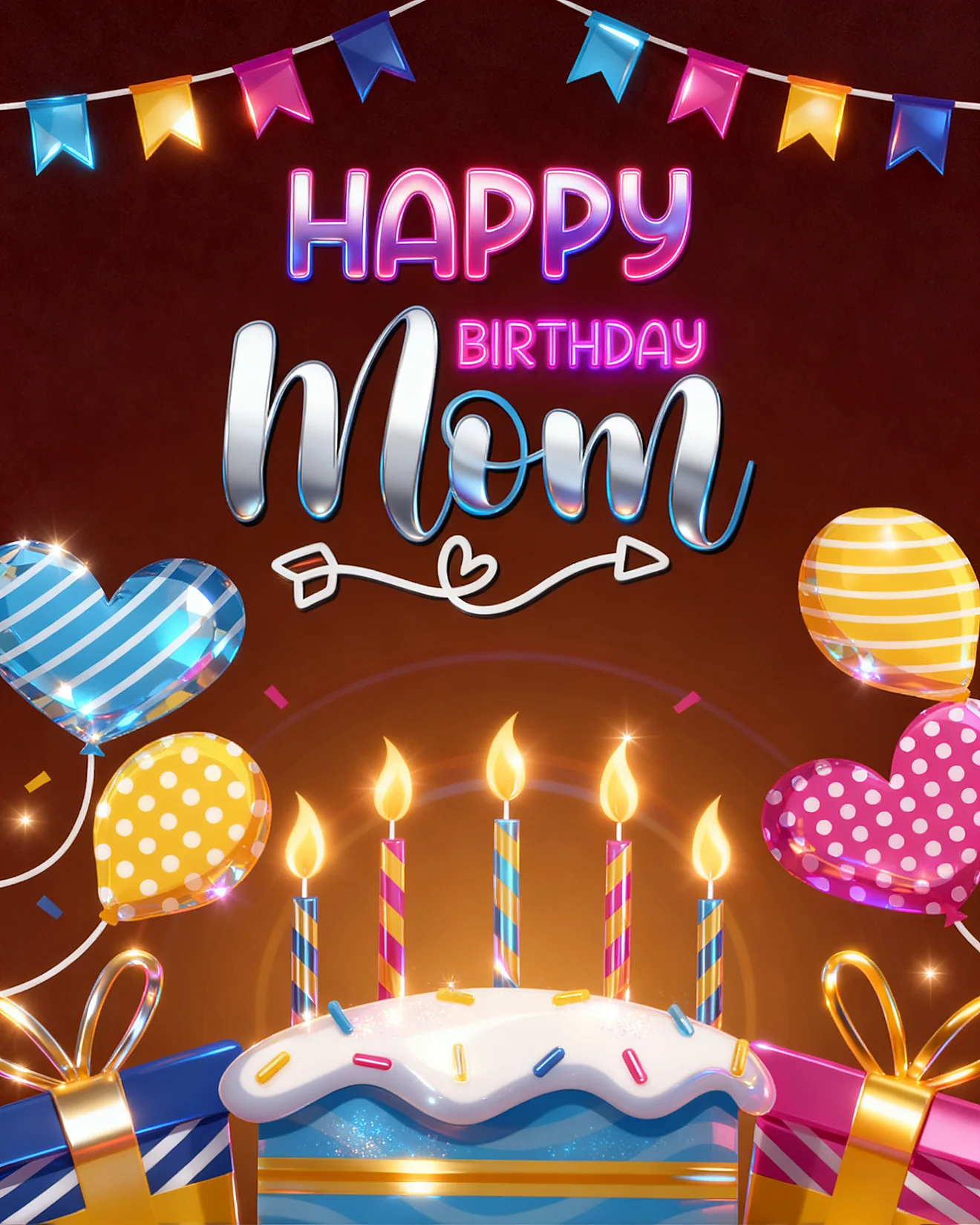 Glowing Wishes For Mom online Mom birthday Card