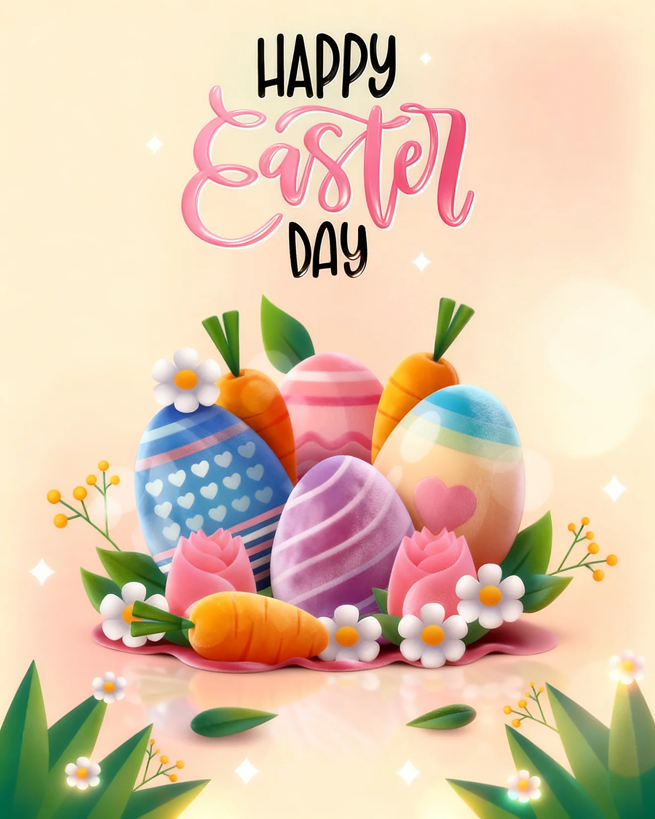 Pastel Eggs Carrot Blooms online Easter Card