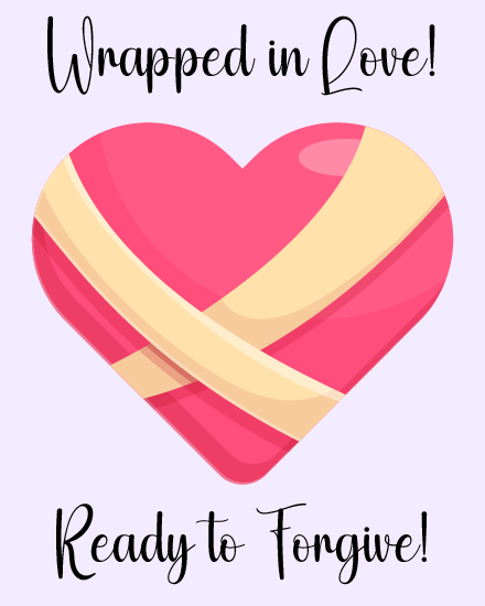 Ribbon Wrapped Pink Heart online Forgiveness Day Card
