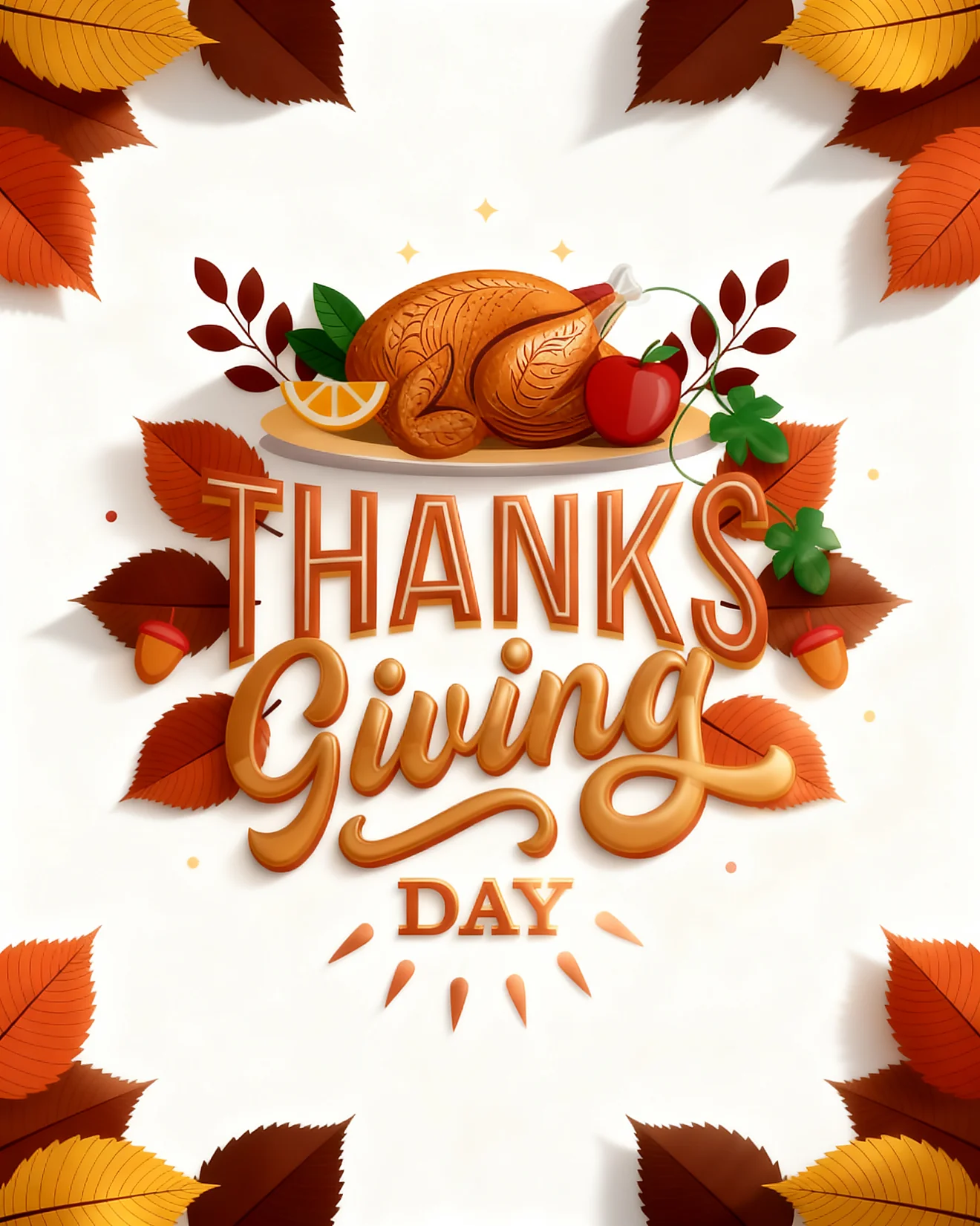 Roasted Turkey Autumn Leave online Thanks Giving Card