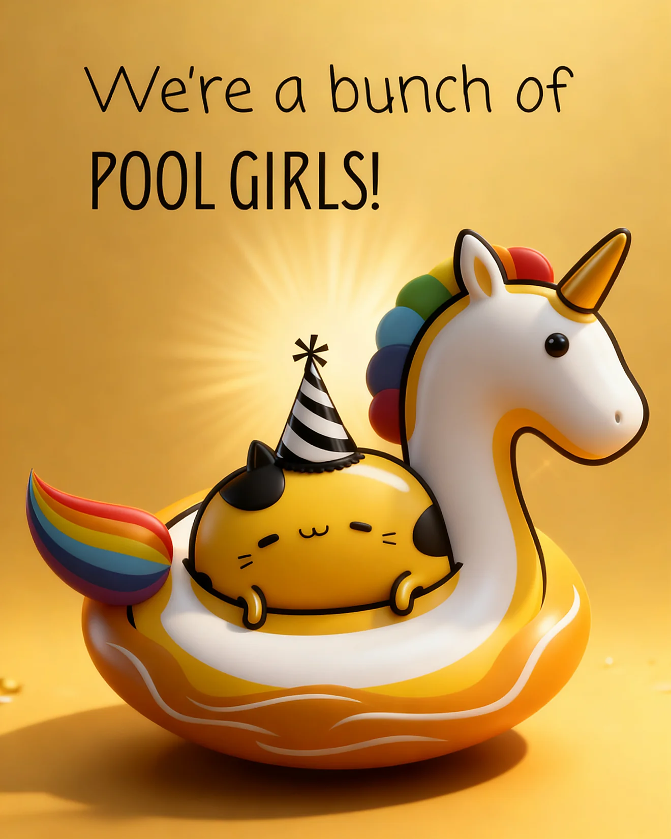 Unicorn Float Pool Girls online Group Party Card