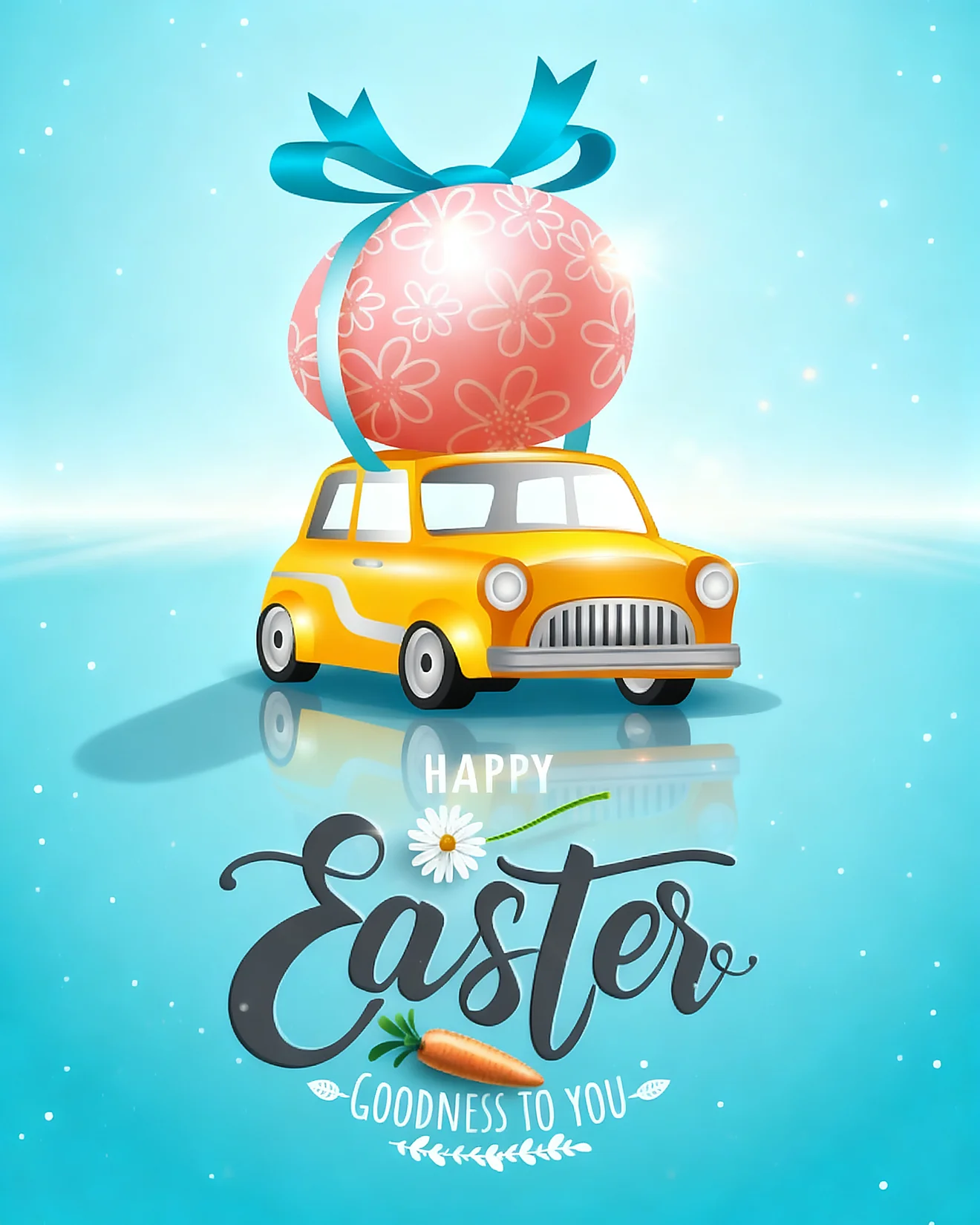 Yellow Car Giant Egg online Easter Card