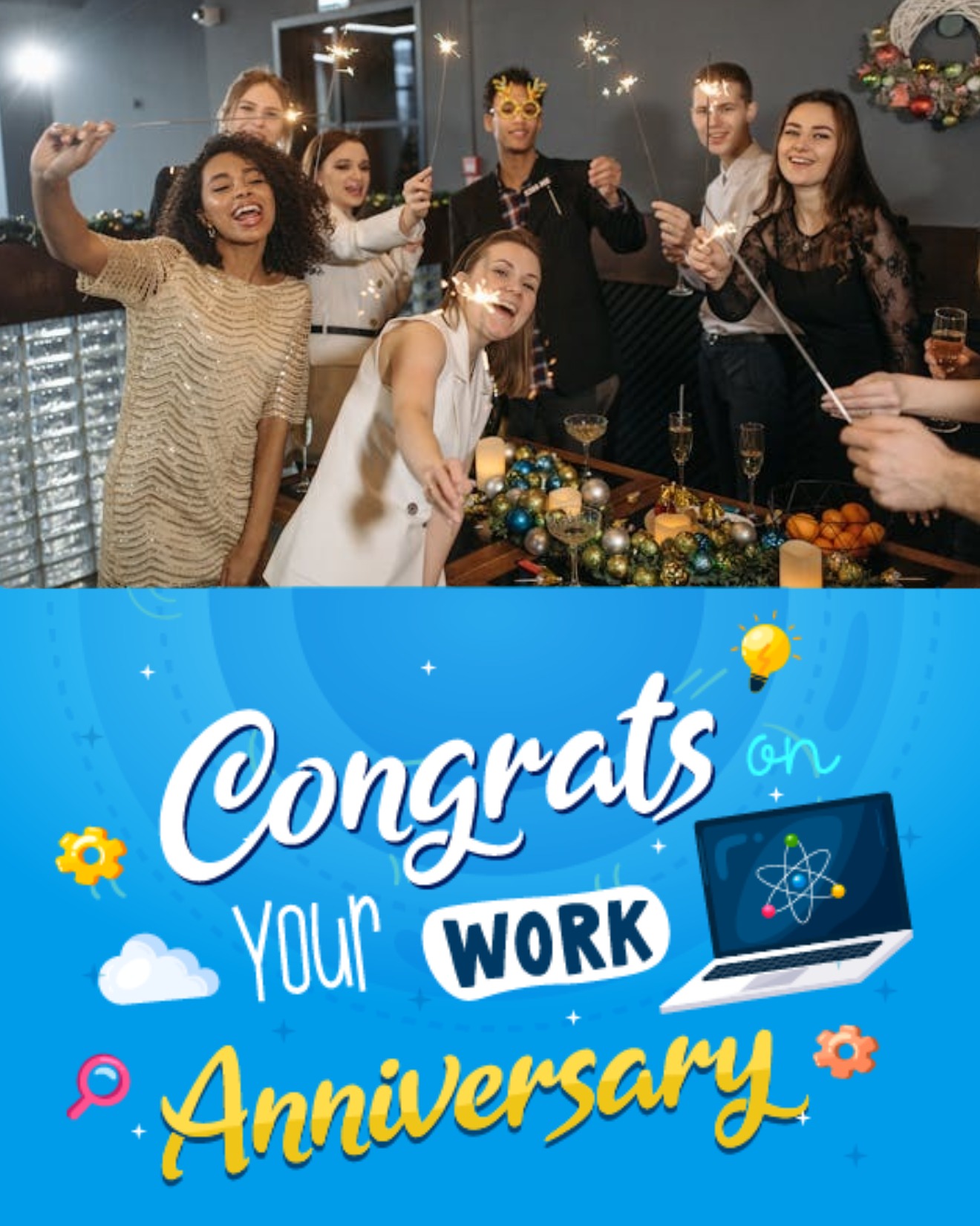 Circle Gradient online Work Anniversary Card