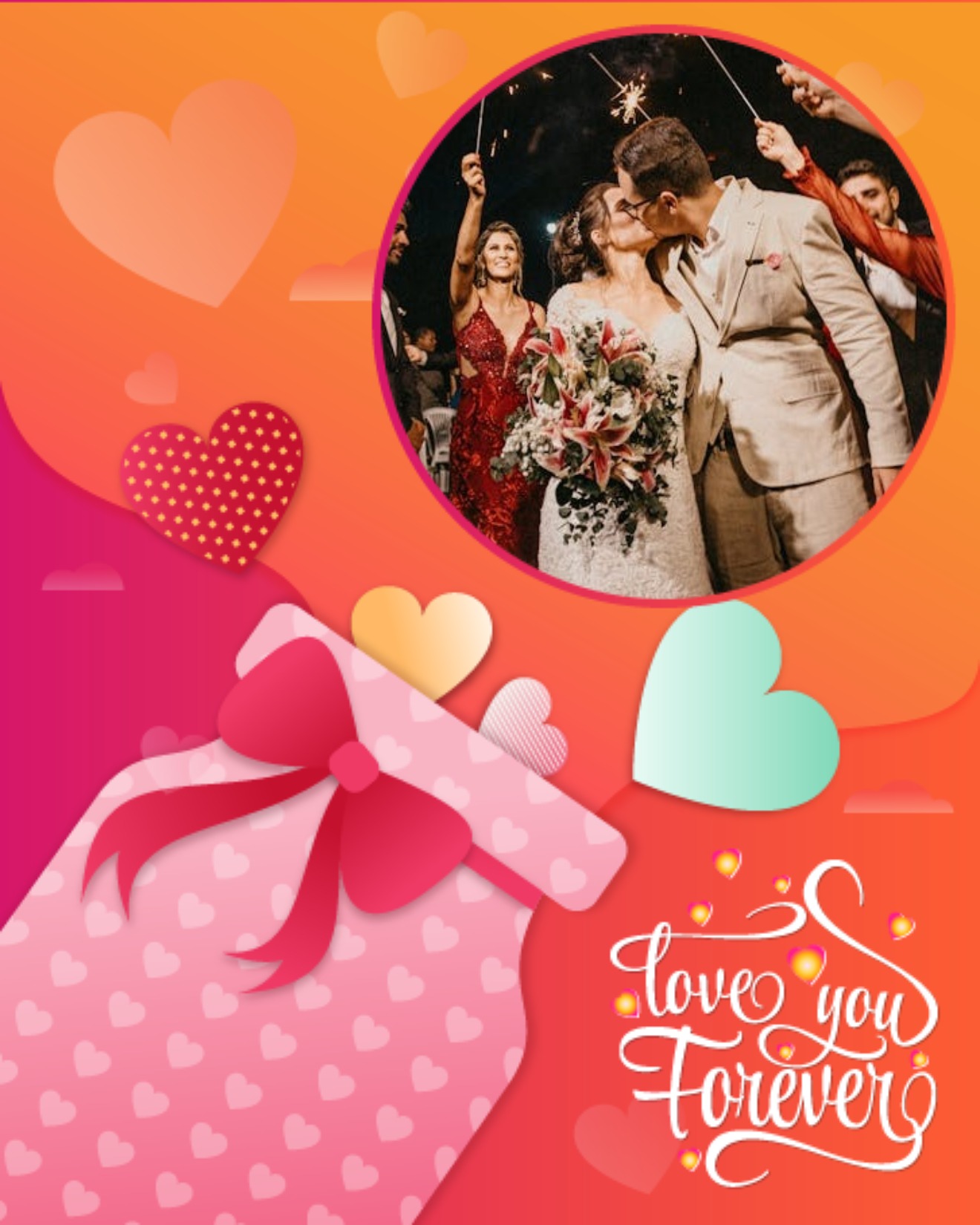 Colourful Hearts online Love Card