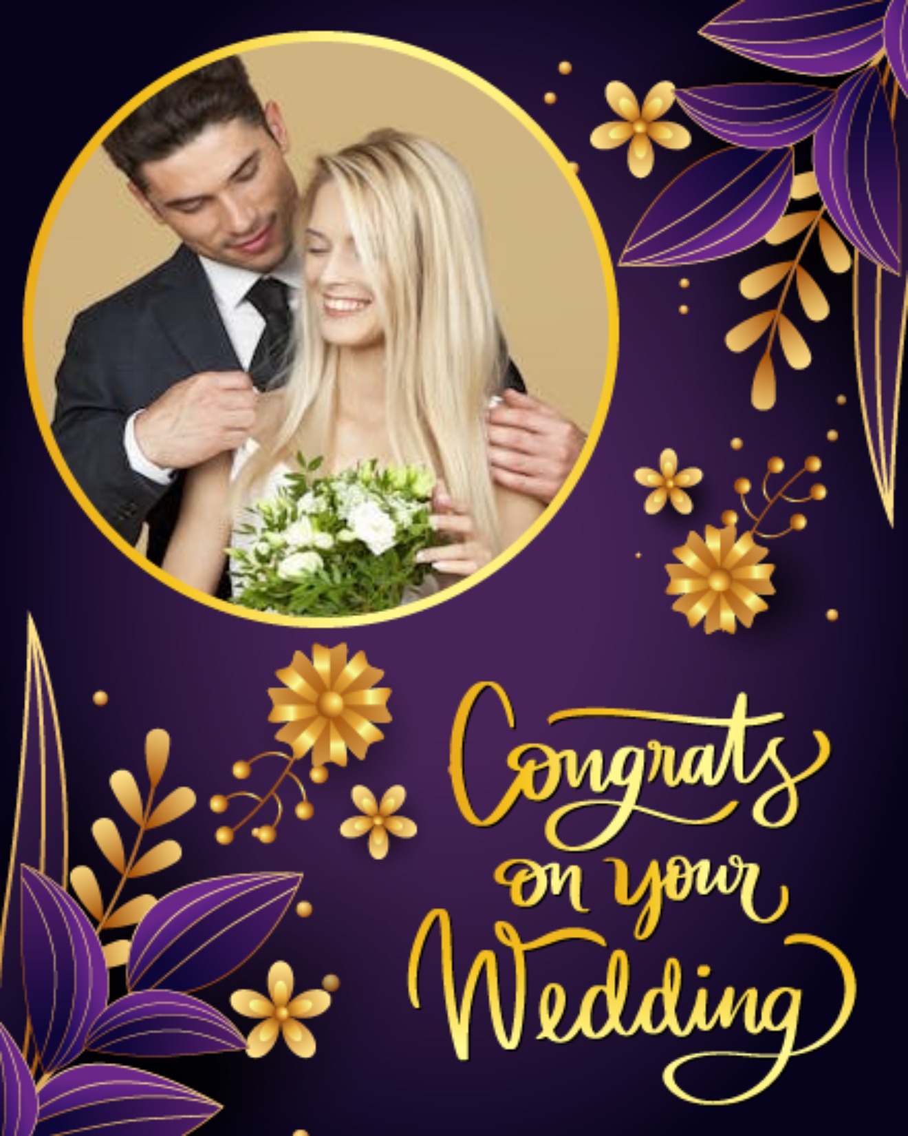 Golden Floral online Wedding Card