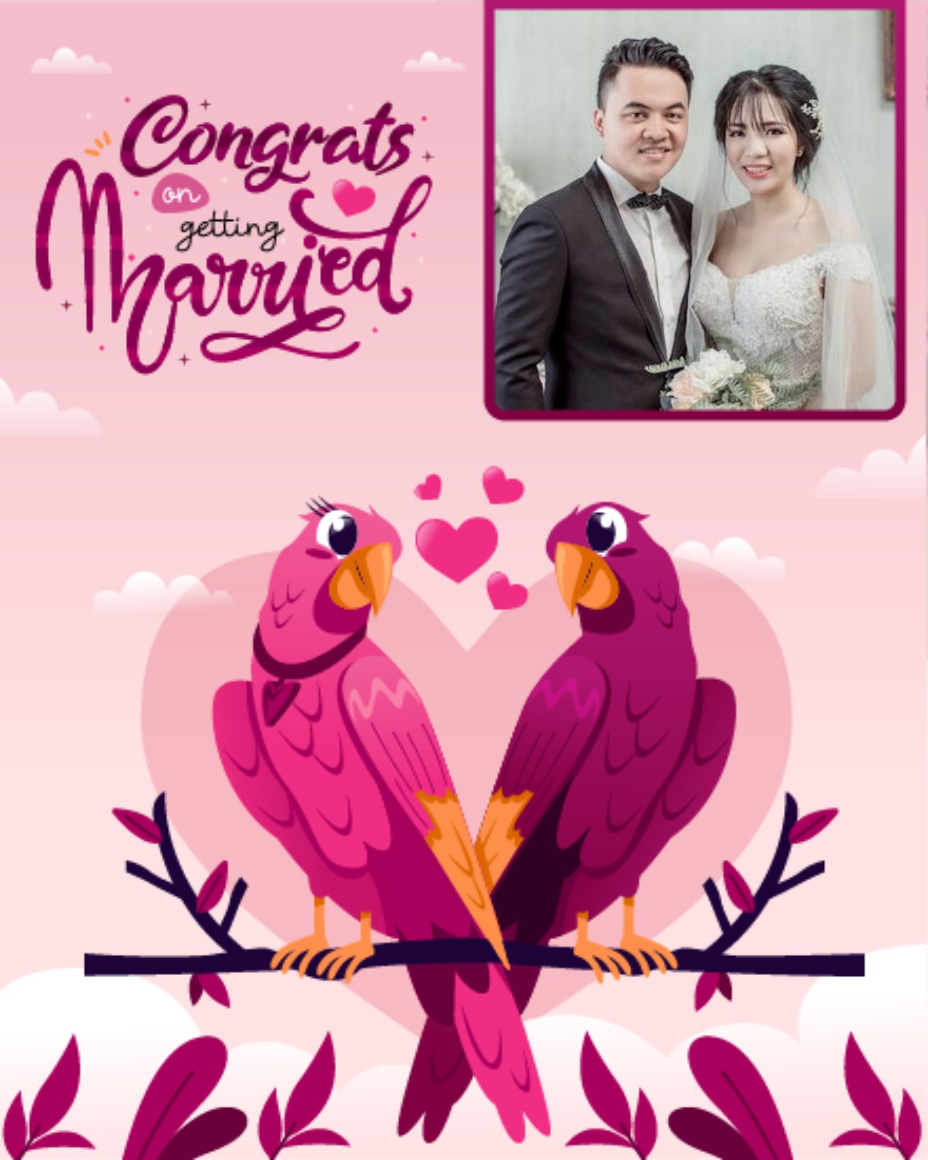 Parrots Love online Wedding Card