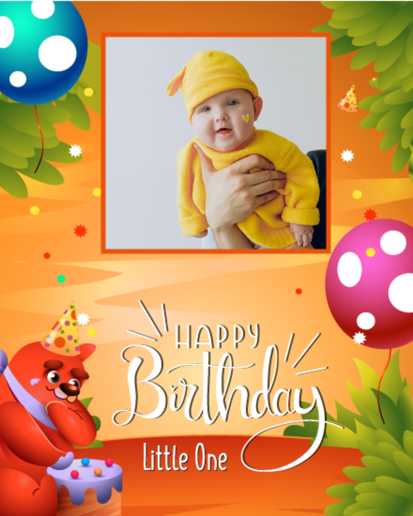 Teddy With Cake online Kids Birthday Card