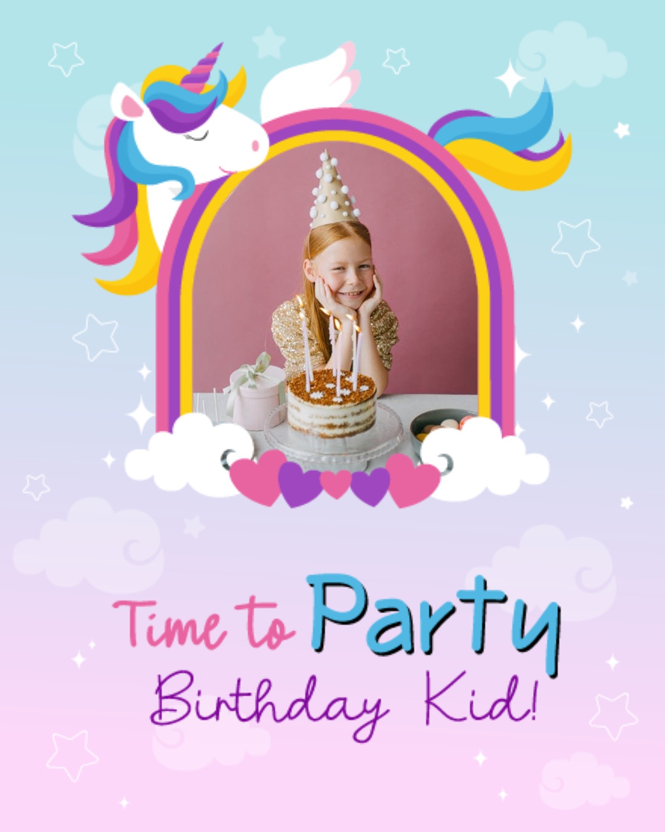 Time To Party online Kids Birthday Card