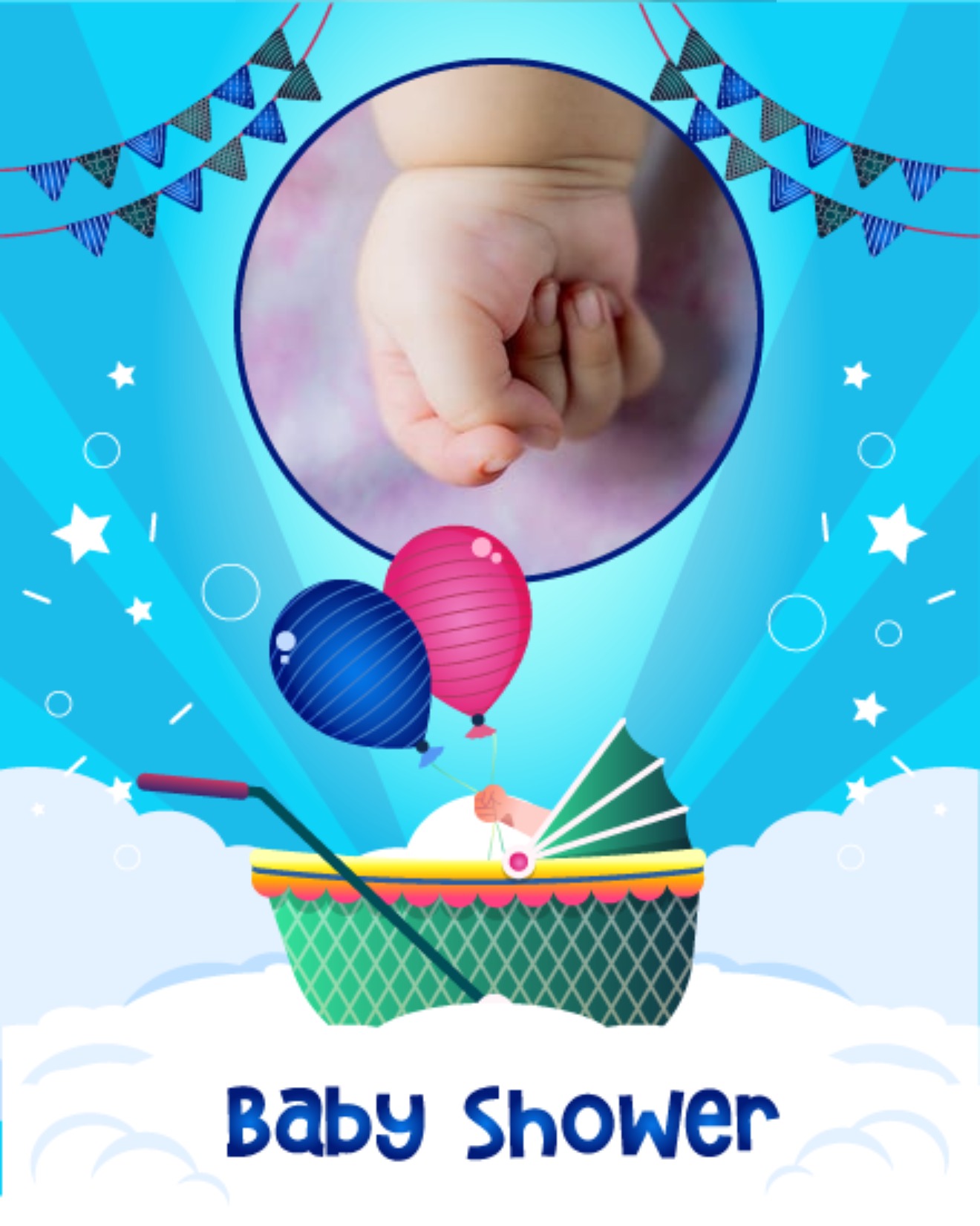 Blue Pink online Baby Shower Card