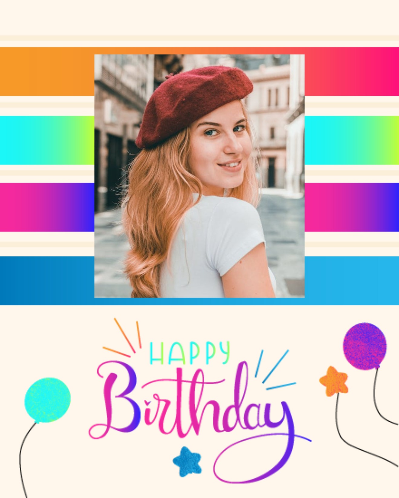 Colorful Strips online Birthday Card