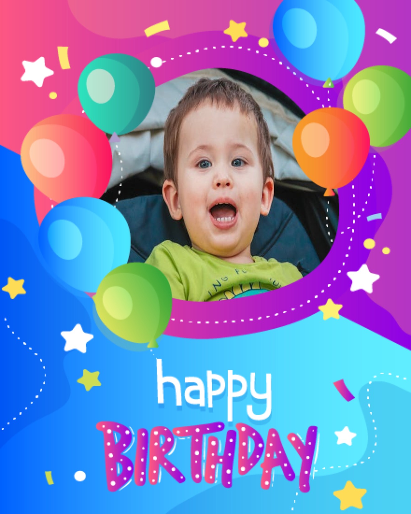 Colourful Balloons online Kids Birthday Card