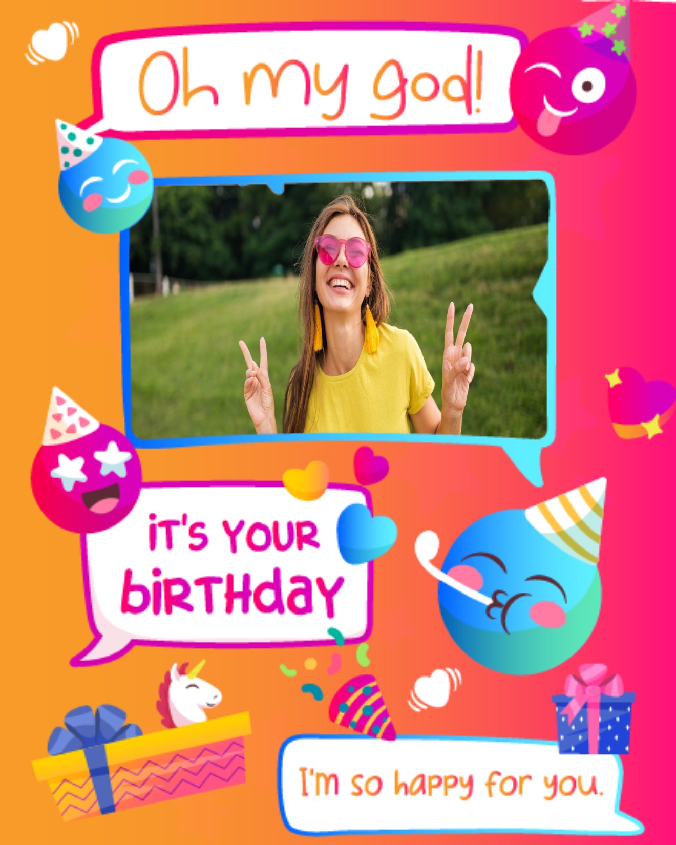 Emoji online Birthday Card